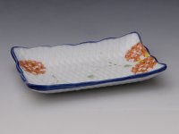 Pirosvirágos Japán Porcelán Mártogatós kistányér 10x7 cm